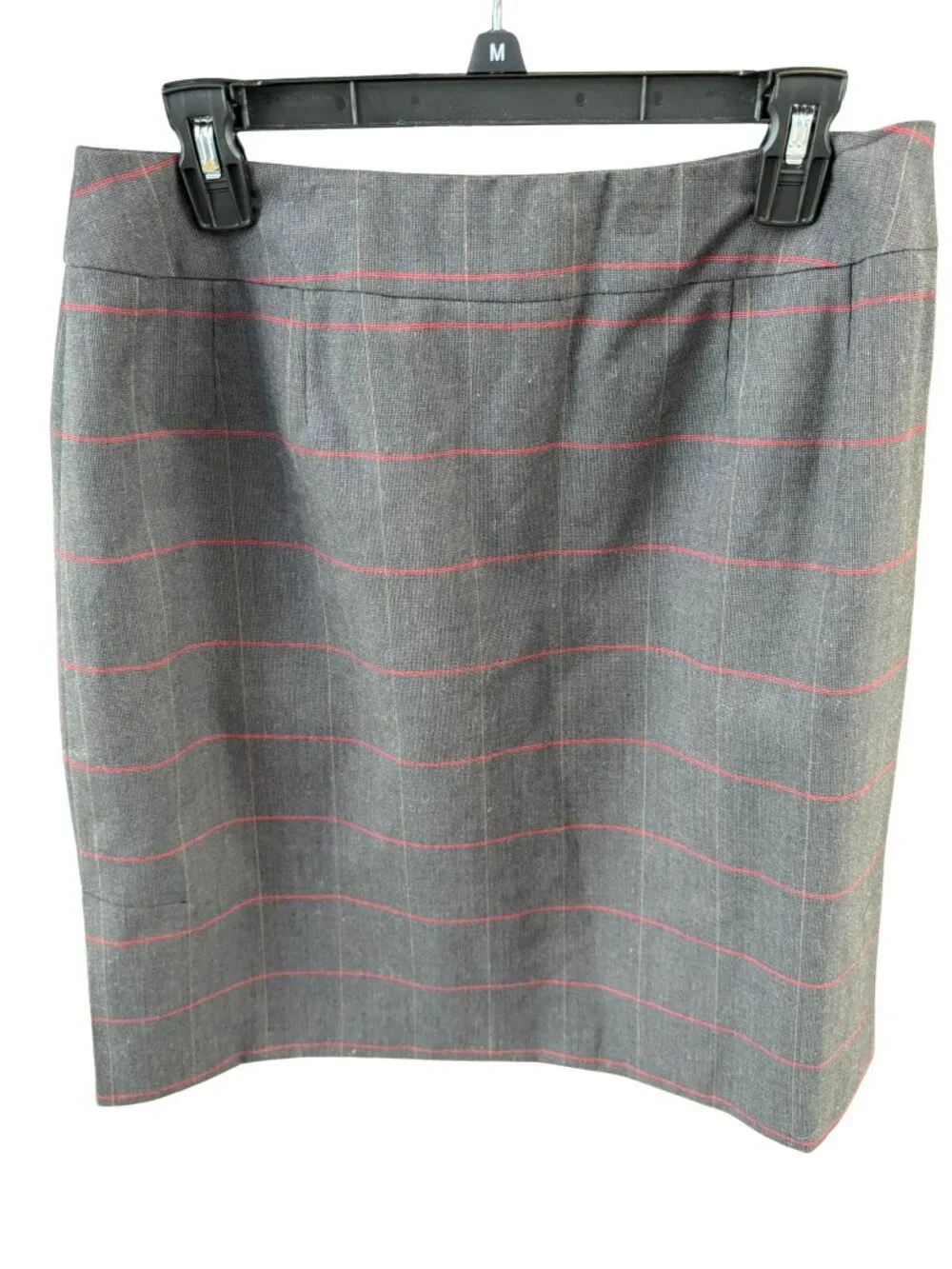 Vintage Herve Benard 100% Wool Suit Gray Red Plaid Jacket Skirt Petite 12P